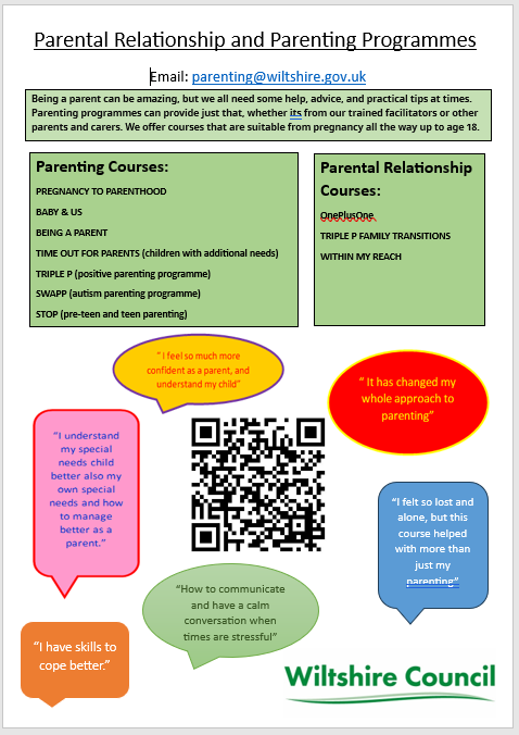Parental Relationship and Parenting Programmes – Wiltshire Council