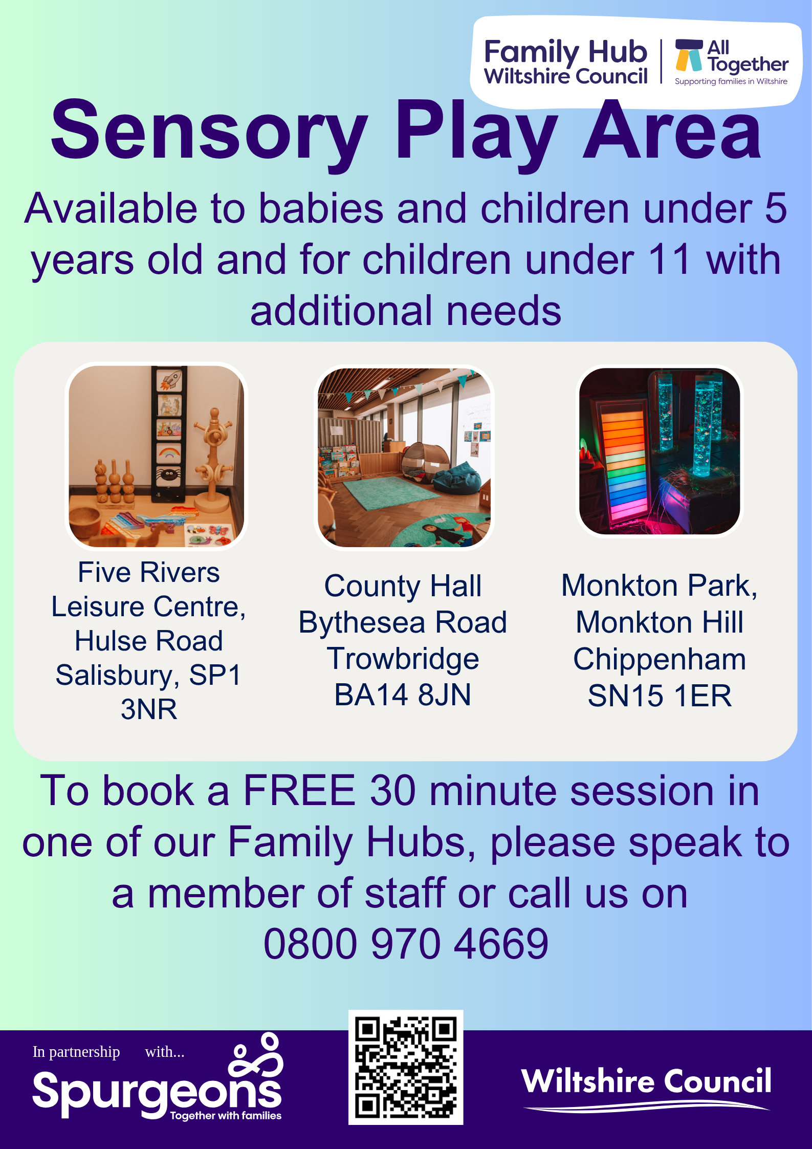 Free Sensory Play Areas available at the Family Hubs