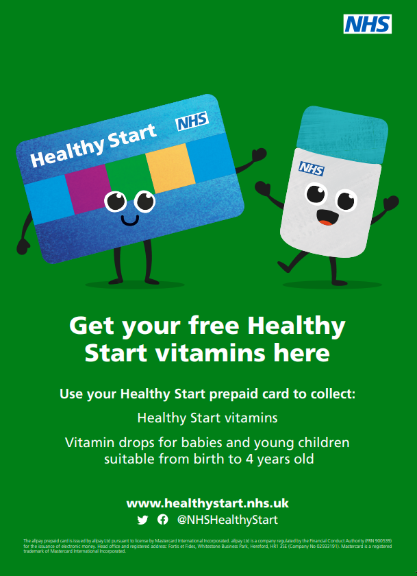 Healthy Start Vitamins Available at the Family Hubs and from Family Navigators